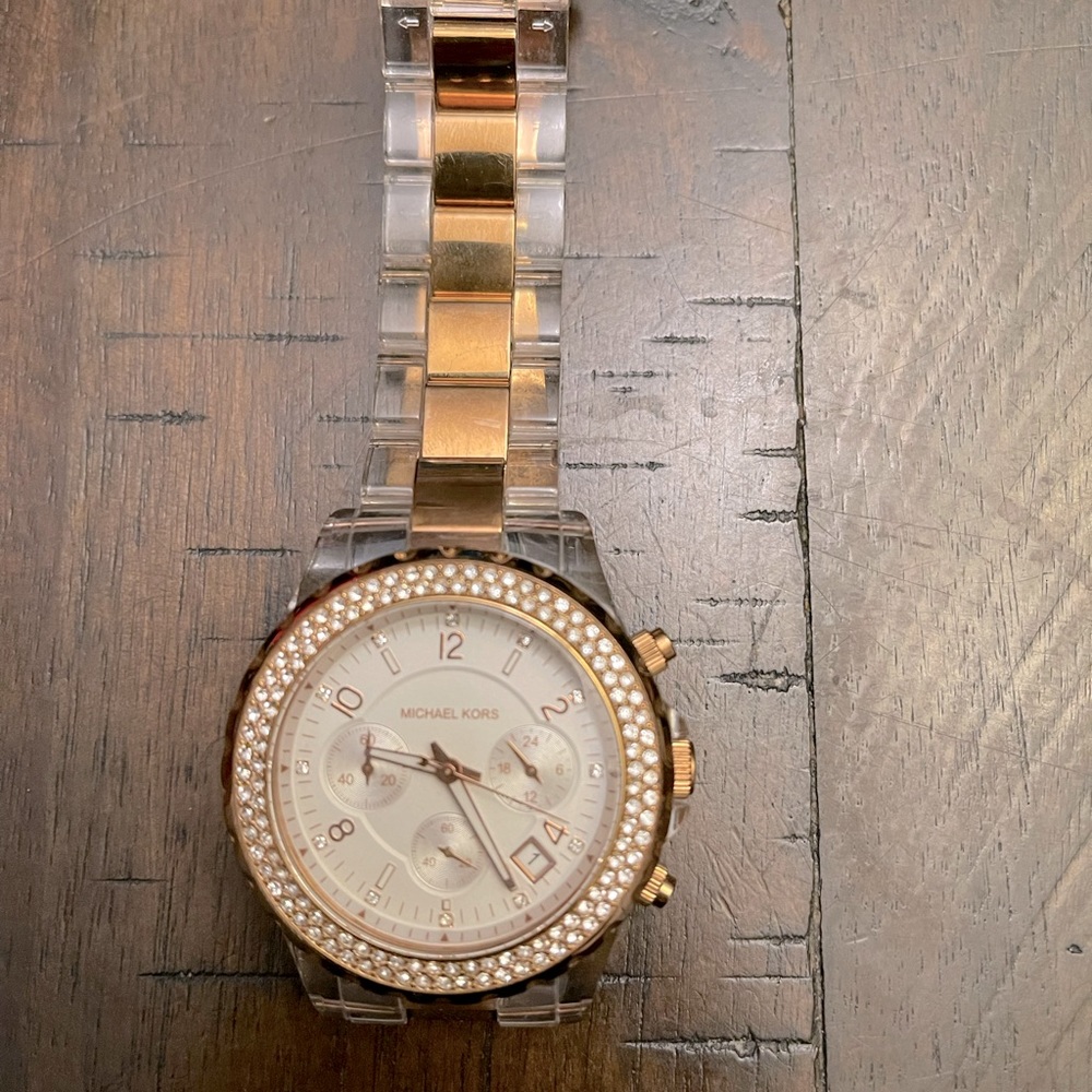 Michael Kors gold and crystal studded watch